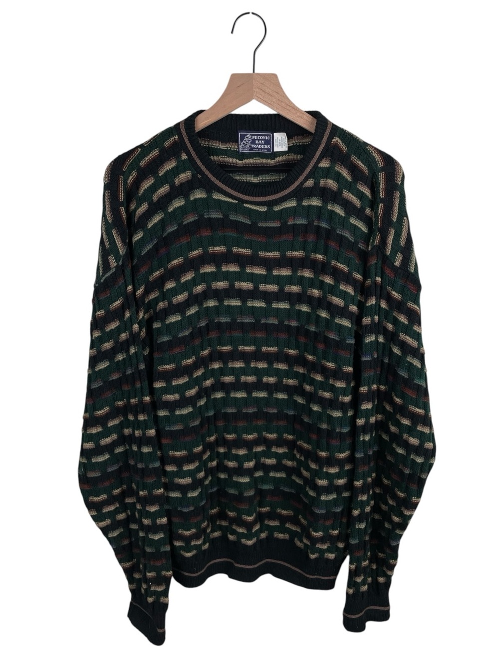 Vintage 90s Peconic Bay Traders Grandpa Sweater Size Medium Cotton Dark Academia